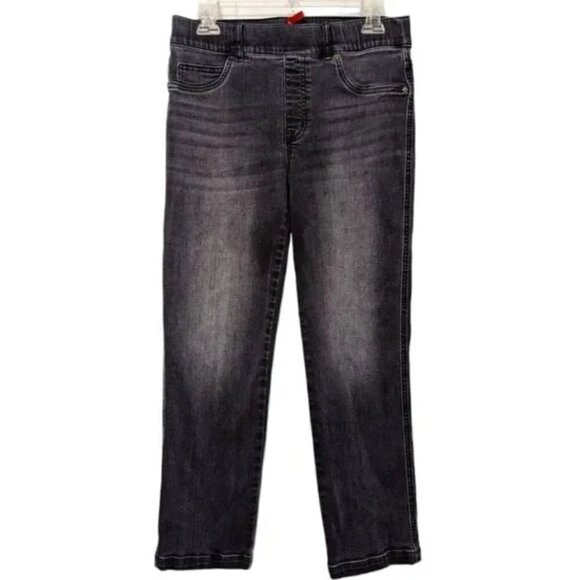 Spanx Straight Leg Jeans Washed Black size Large TALL - Picture 2 of 5